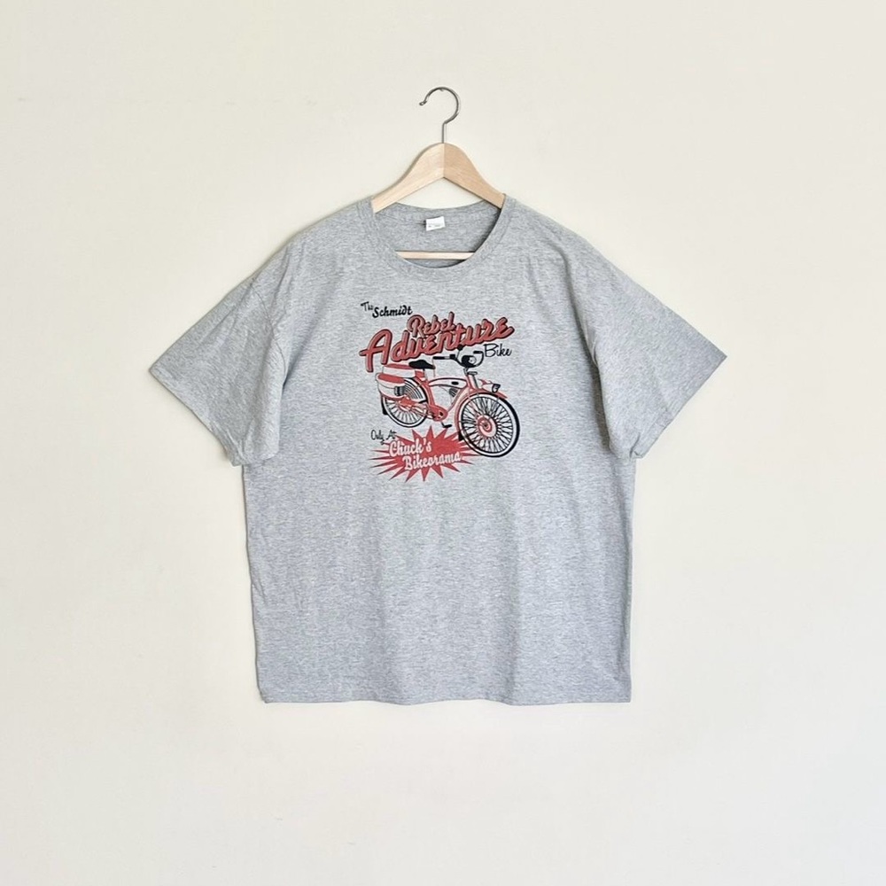 NEW Pee Wee The Schmidt Rebel Adventure Bike Graphic Gray T Shirt Adult size XL